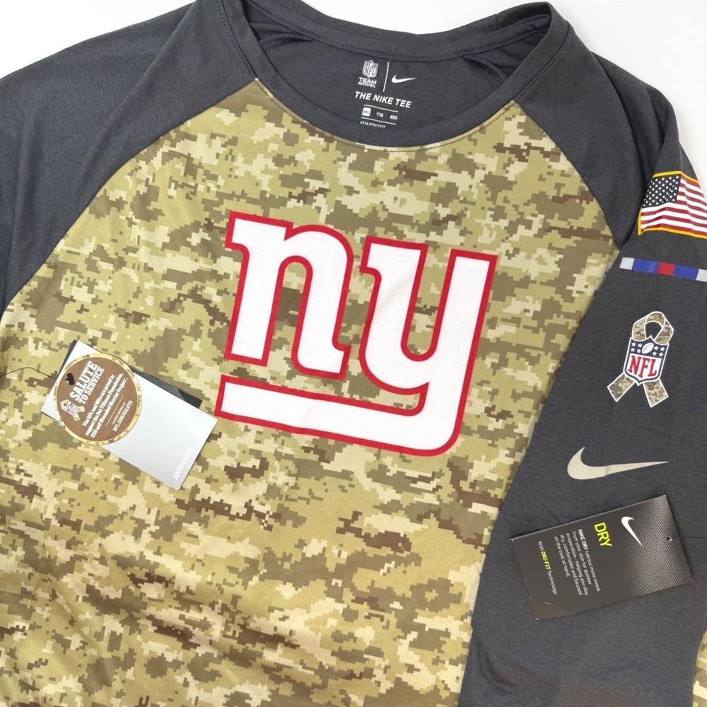 Nike New York Giants Salute to Service Camo Raglan 3/4 Sleeve Shirt Mens XXL NEW